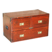 Commode militaire victorienne antique en pin d'Oregon avec plaque nominative