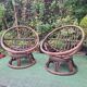 Pair of vintage rattan swivel armchairs