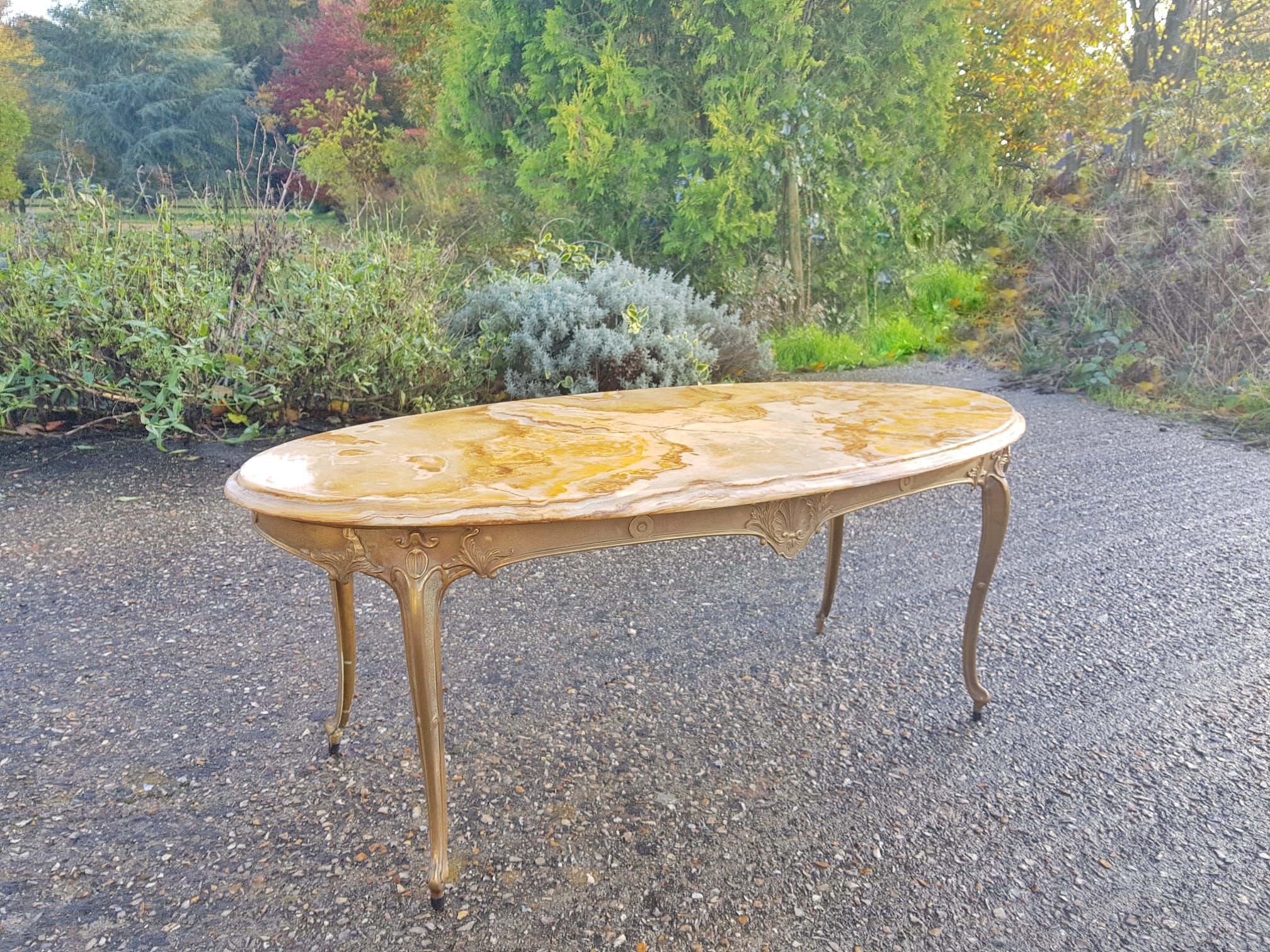 Orange marble coffee table