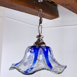 Flower chandelier Murano Mazzega, blue glass, Italy, 1970