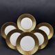 6 Limoges F Legrand plates with black and fine gold decoration, 18.5 cm