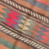 5x8 Orange Blue Striped Turkish Vintage Kilim Rug 170x245Cm