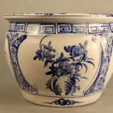 Blue earthenware pot cover