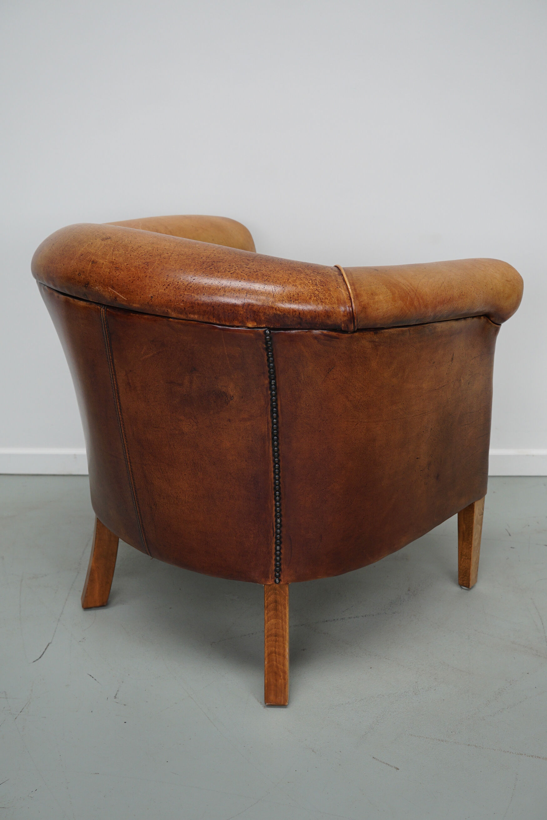 Vintage Dutch Cognac Colored Leather Club Chair