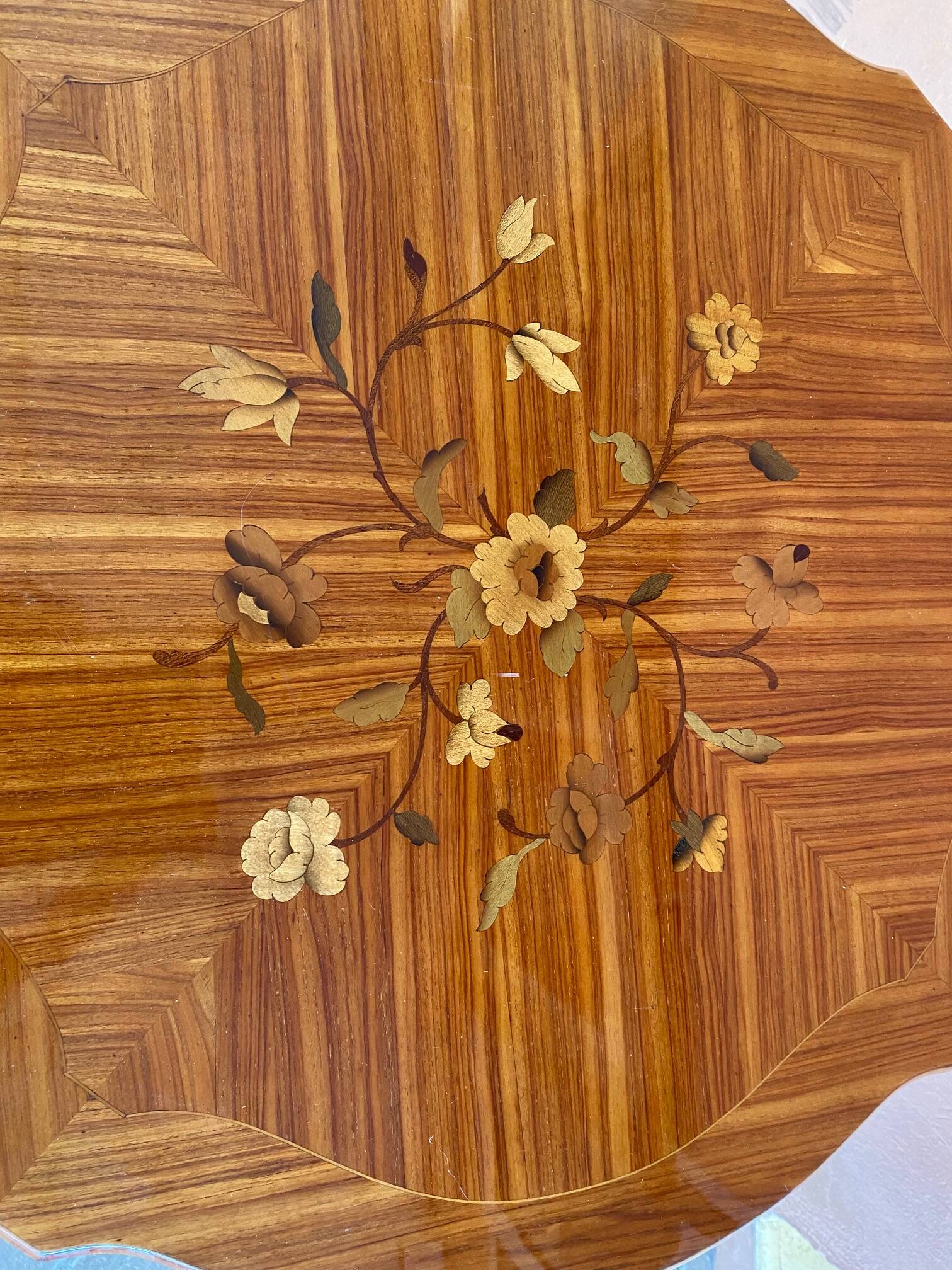 Louis xv style coffee table rosewood marquetry stamped skalski