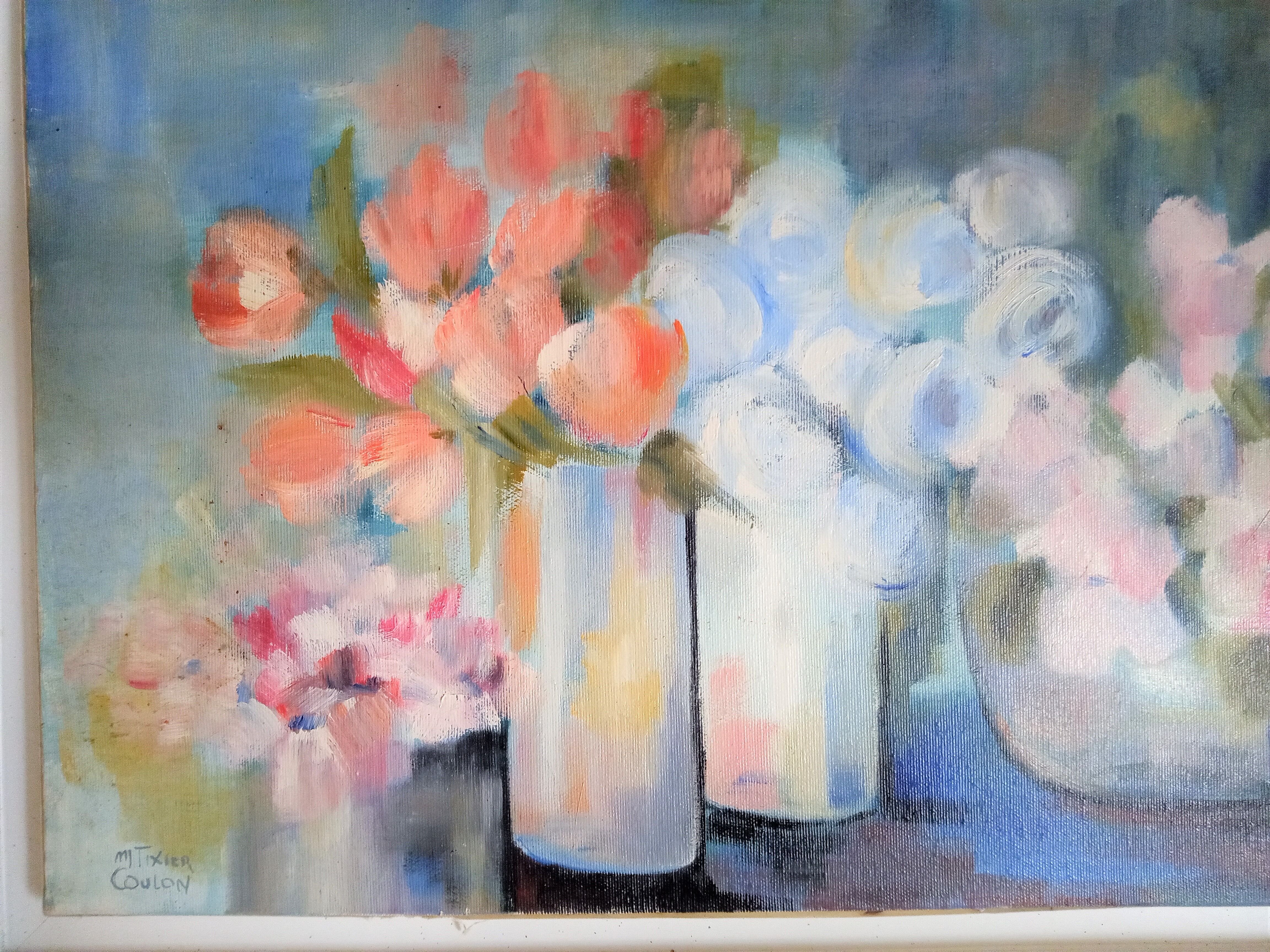 Impressionist still life with flowers, oil on canvas signed and framed