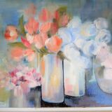 Impressionist still life with flowers, oil on canvas signed and framed