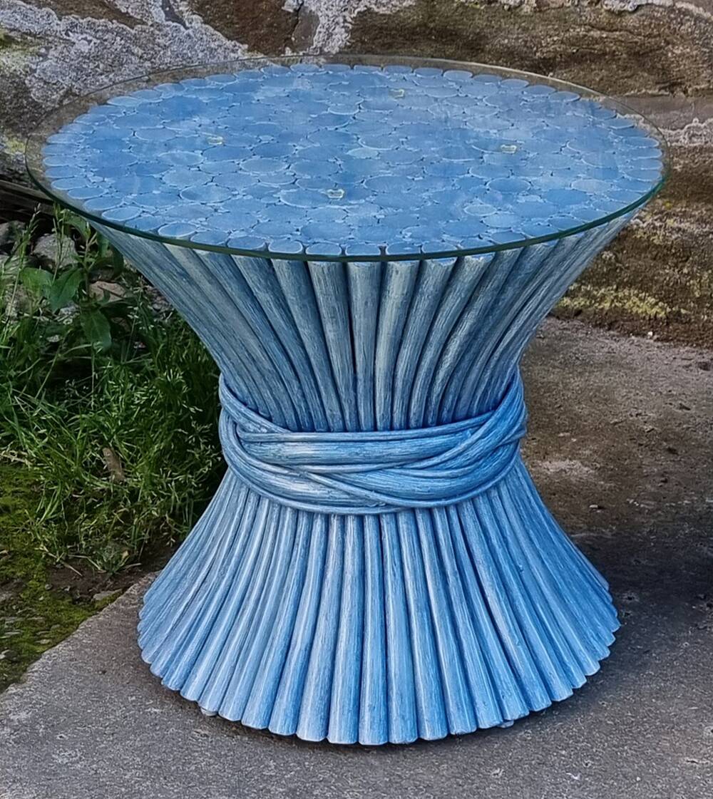 Retro "Wheat Sheaf" coffee table by McGuire America, modernist, 60s/70s.