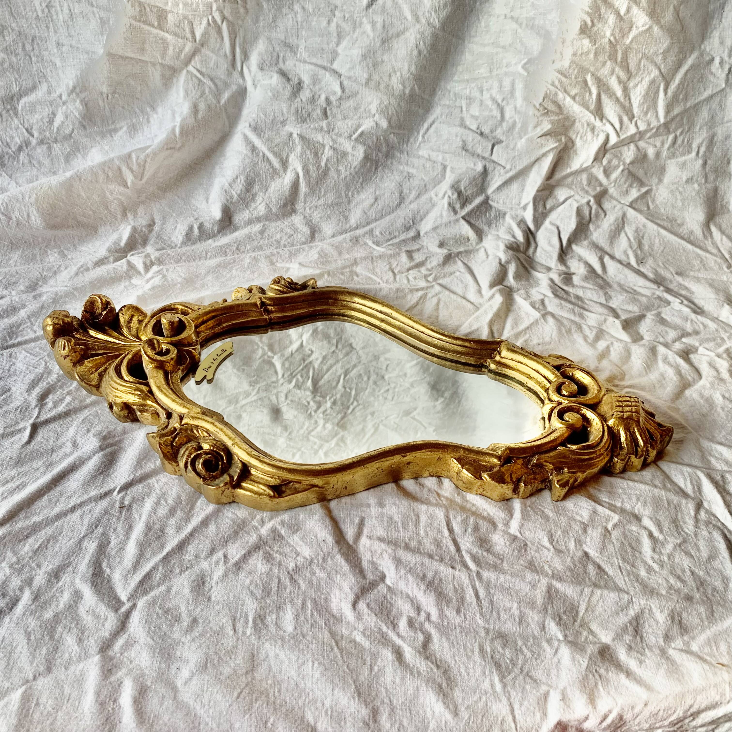 Vintage gold leaf resin wall mirror
