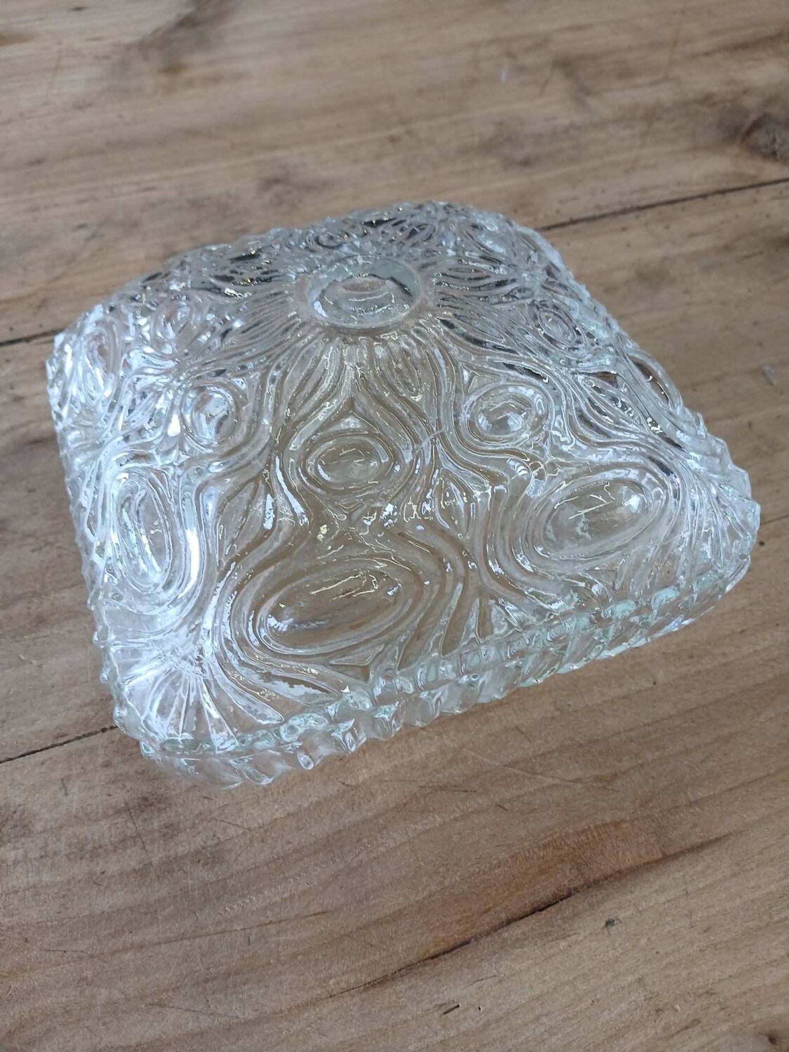 Antique ceiling light in molded glass