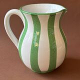 Striped pitcher in enamelled terracotta