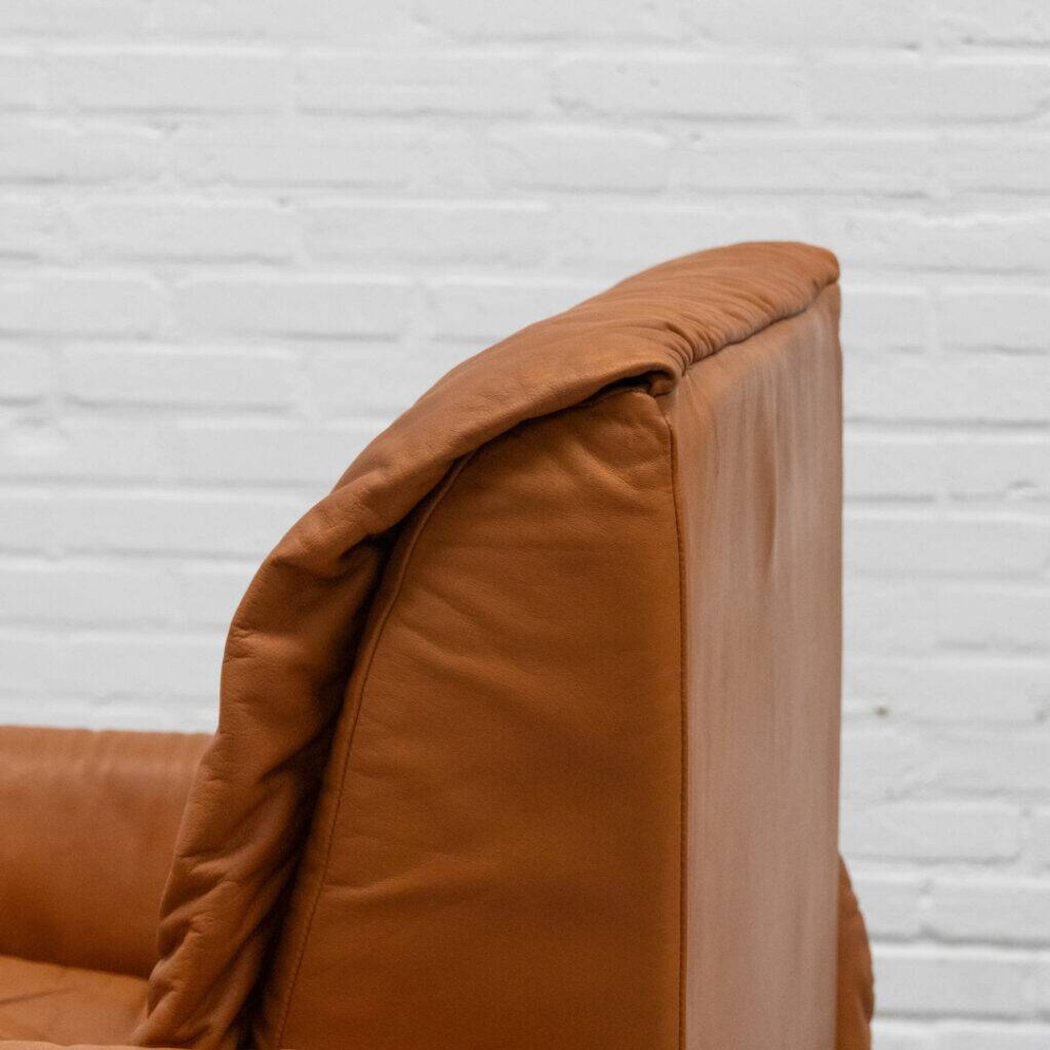Italian Cognac Leather BBB Bonacina Armchair 1970s