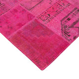 Handwoven anatolian contemporary 203 cm x 302 cm pink patchwork carpet