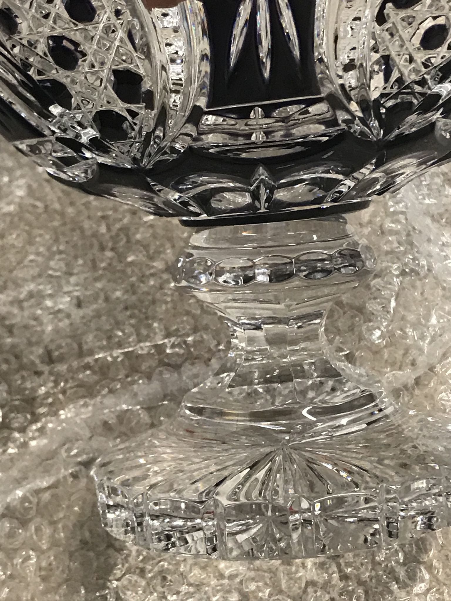 Hand-engraved black and white bohemian crystal fruit cup