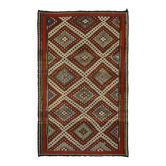 Grand Kilim Turc Usak Vintage 200x327 cm Géométrique Tissé Main