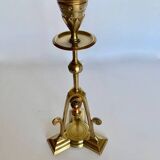 Pair of bronze tripod candlesticks,