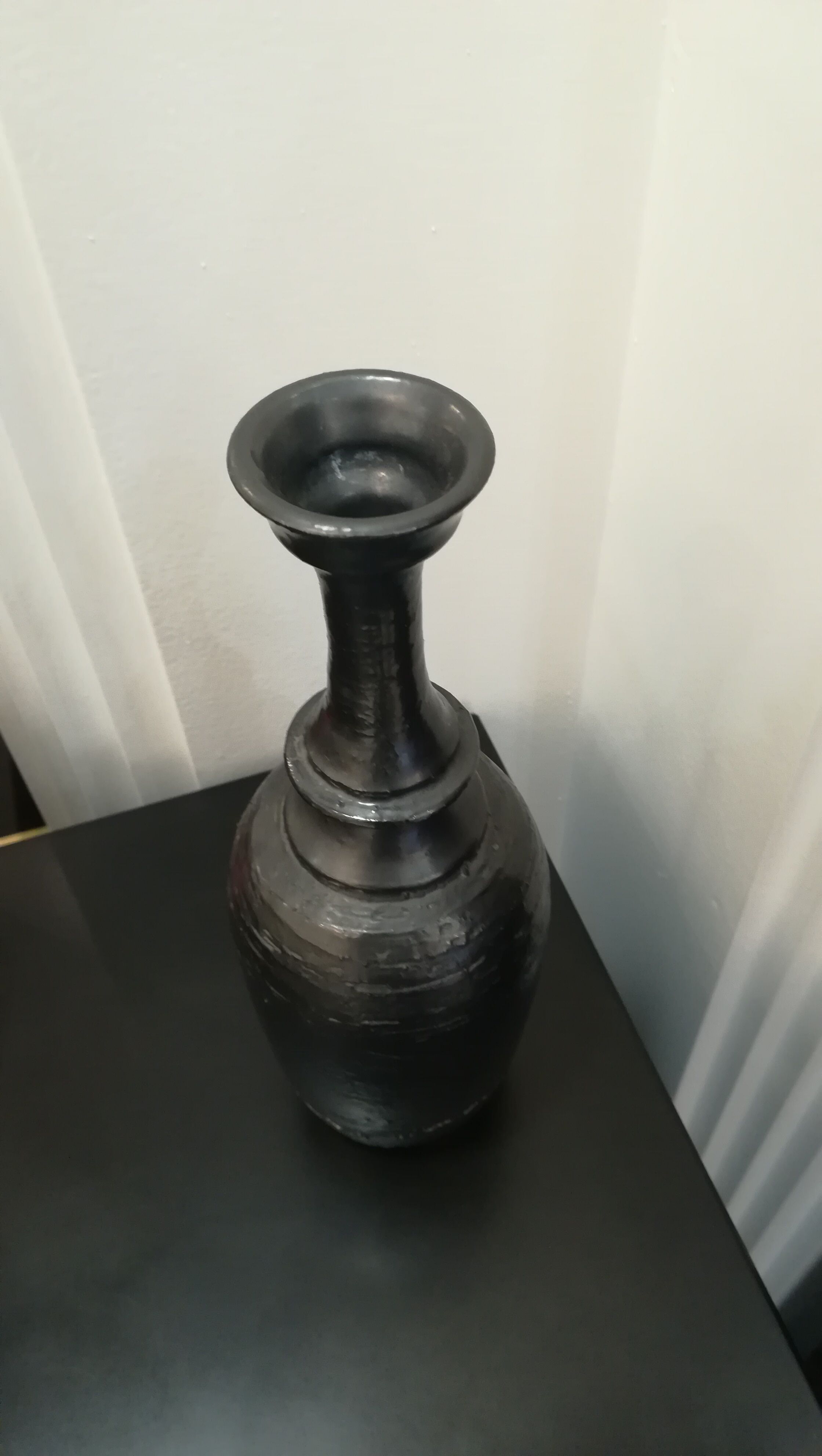 Vase of black enamelled terracotta, signed Jean Marais