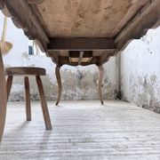 Table de ferme merisier pieds galbés XIXème