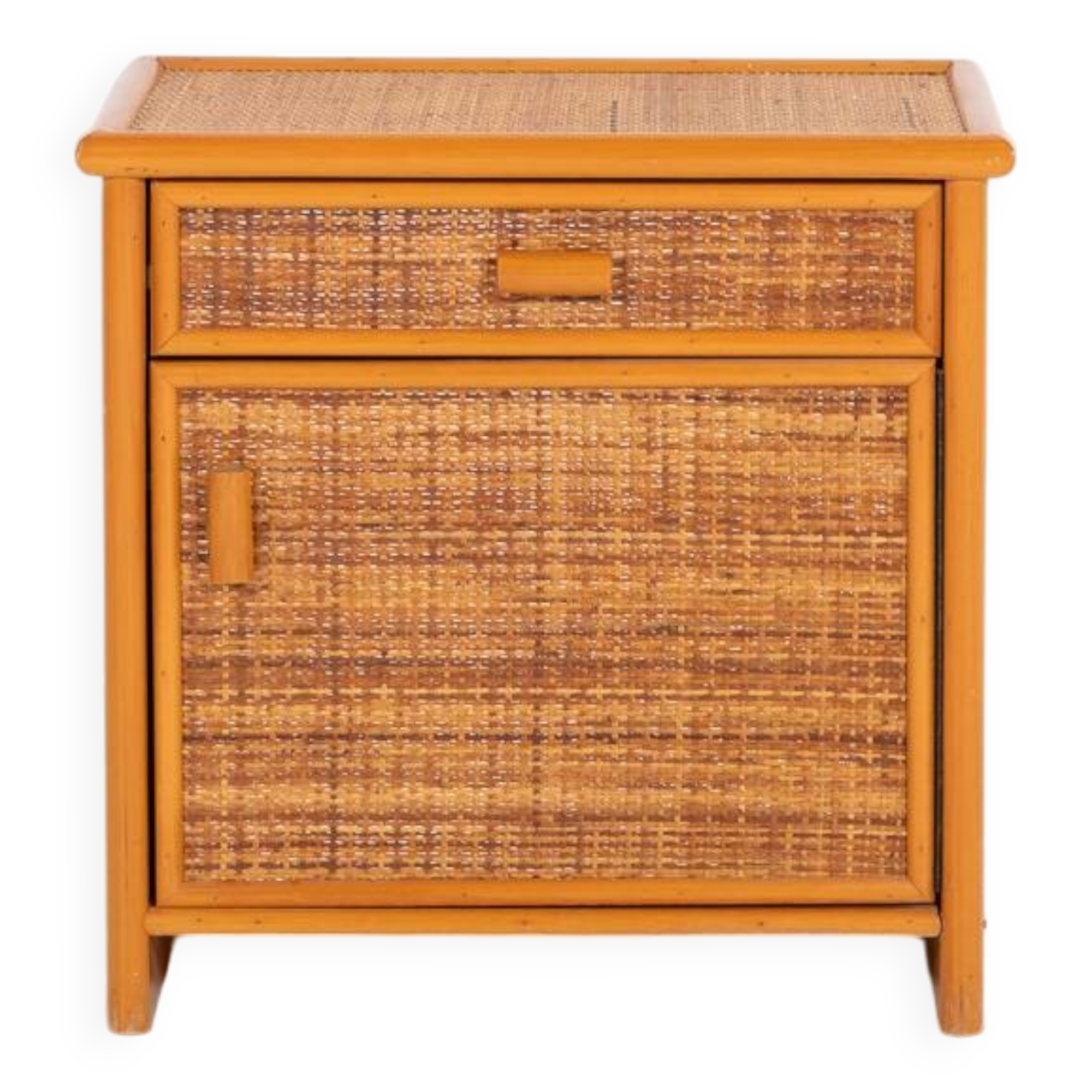 Armoire vintage en rotin et osier