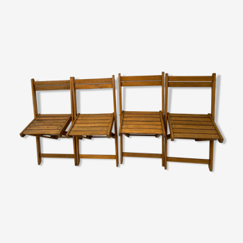 4 chaises pliables en bois vintage