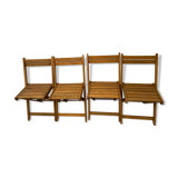 4 foldable chairs in vintage wood