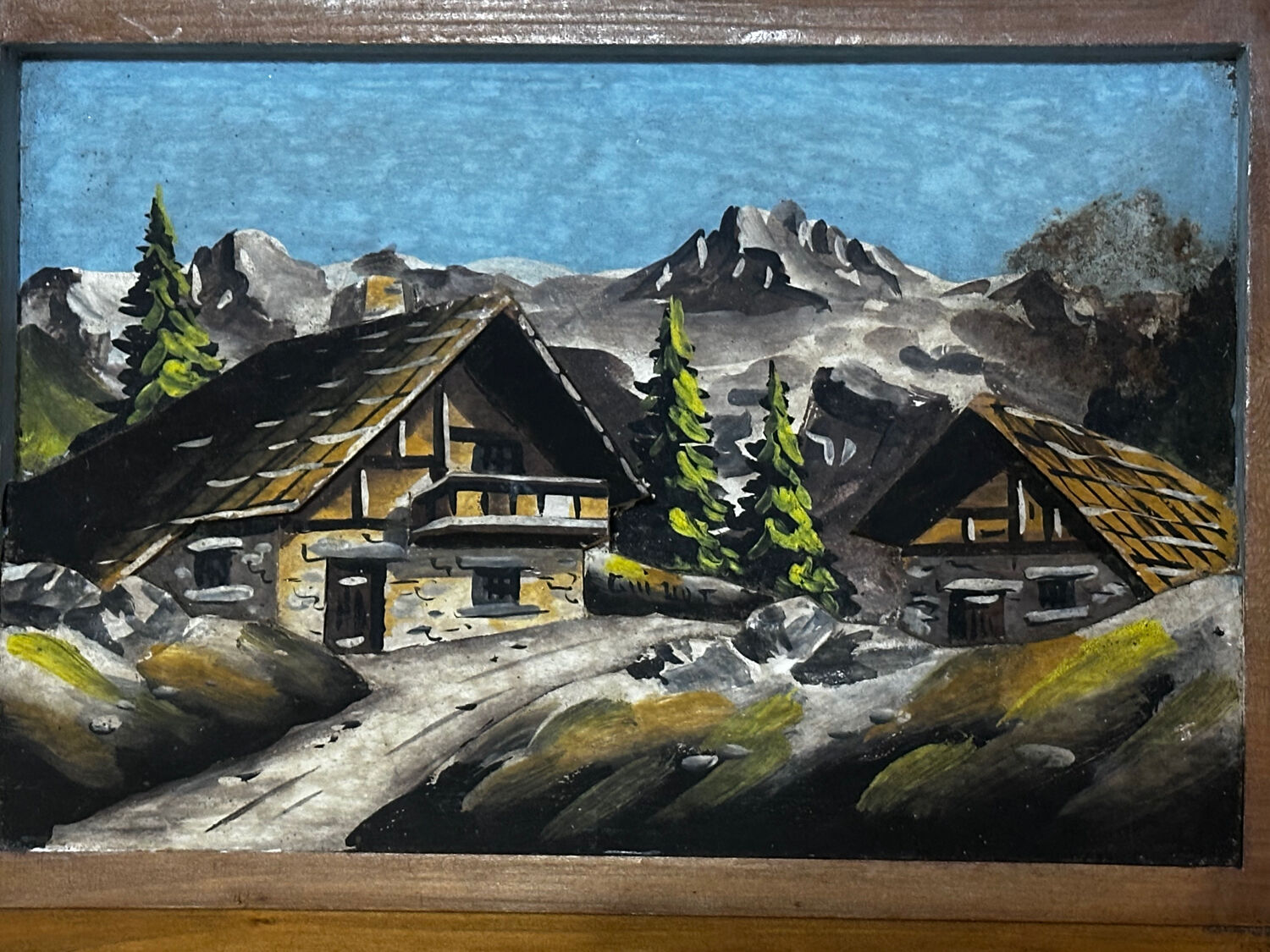 Vintage Carved and Painted Alpine Panel - 23 / 32 cm