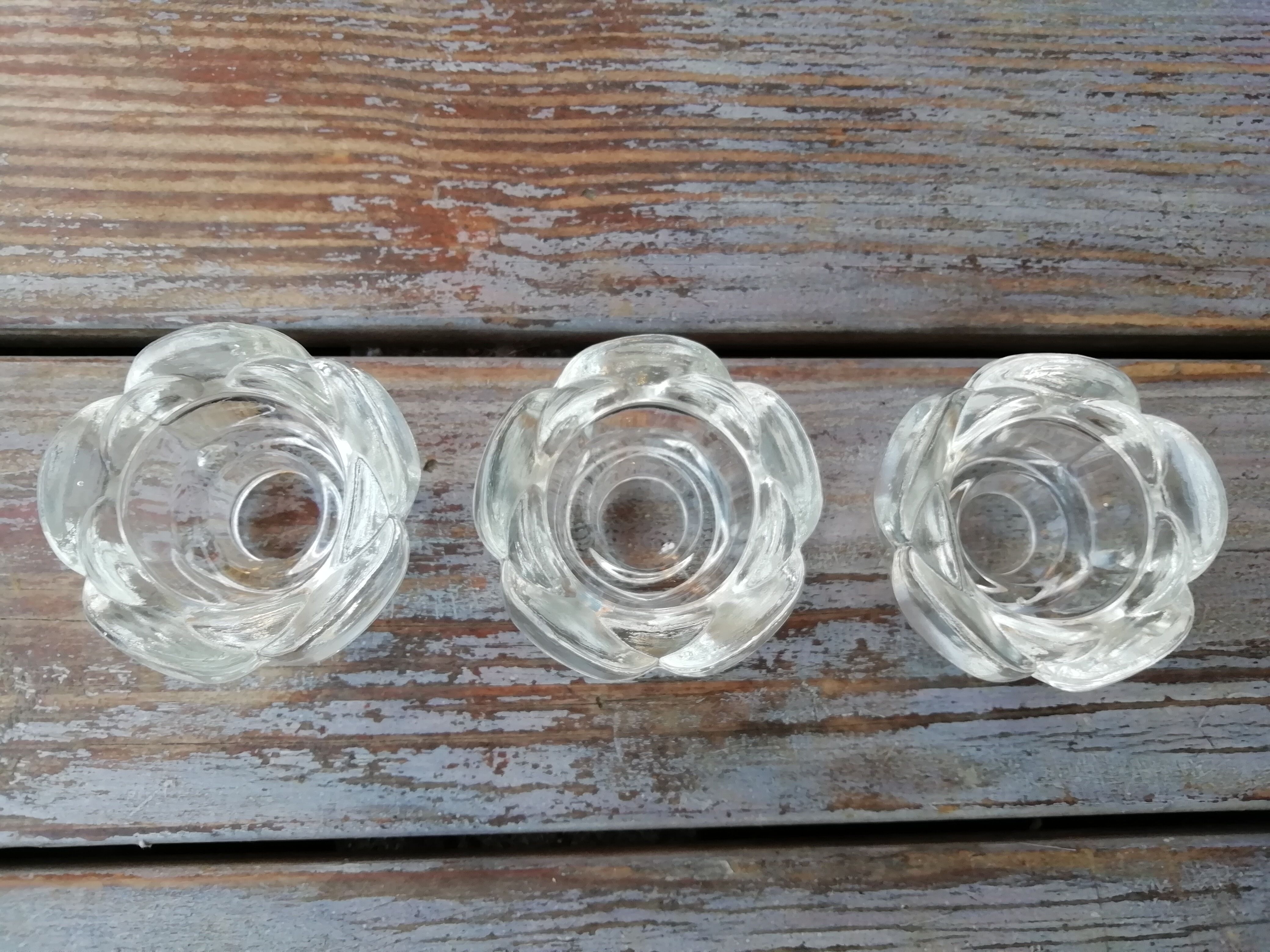 Moulded glass candlesticks