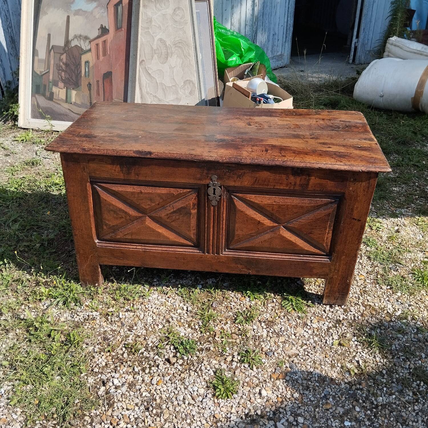 18th century carved oak wooden chest