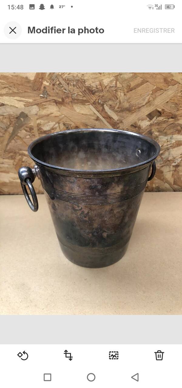 Old Silver Metal Champagne Cooler Bucket France
