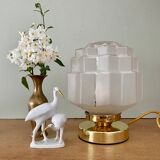 Vintage art deco globe table lamp in frosted glass