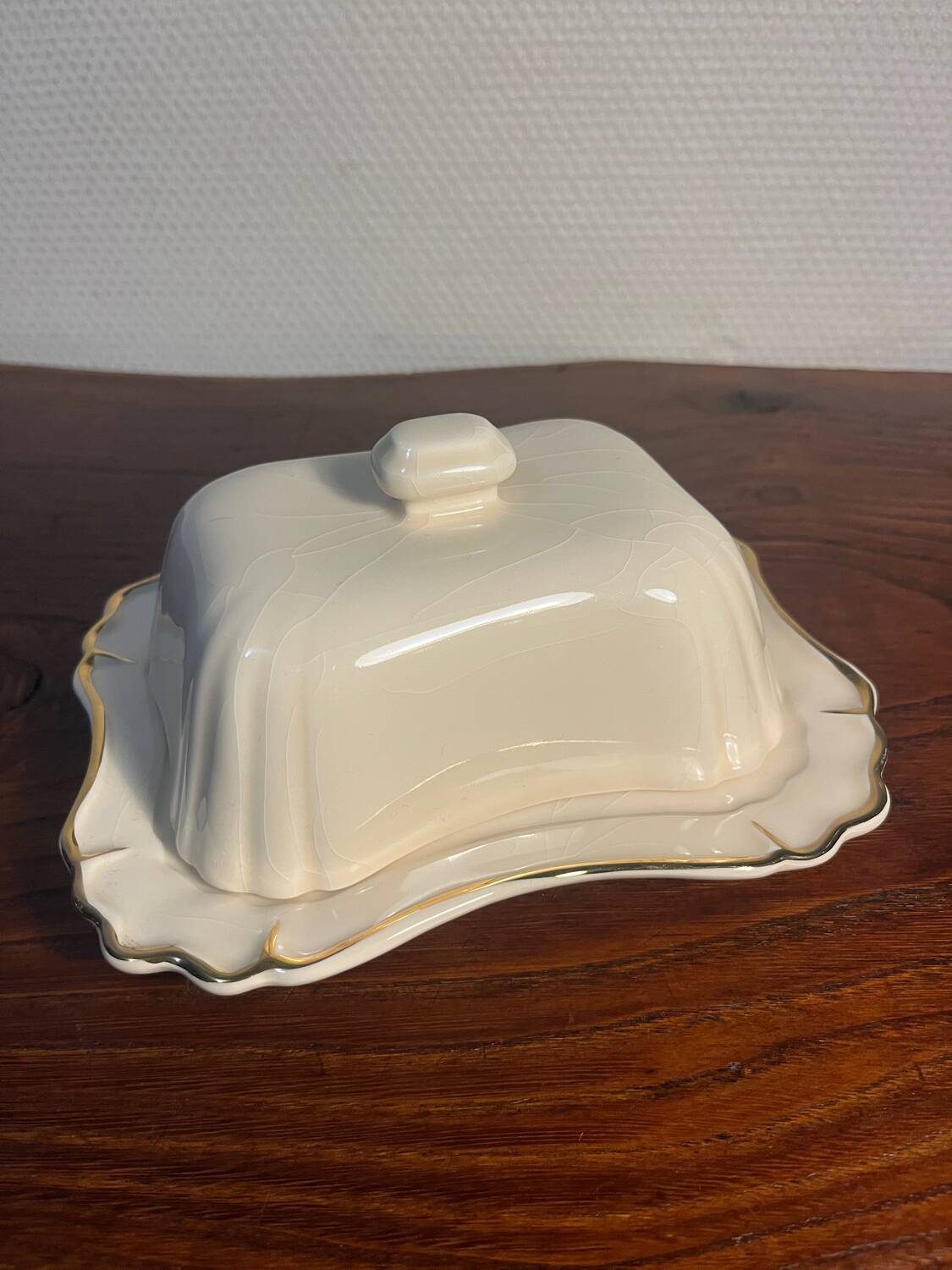 Bruno Evrard France crackle porcelain butter dish