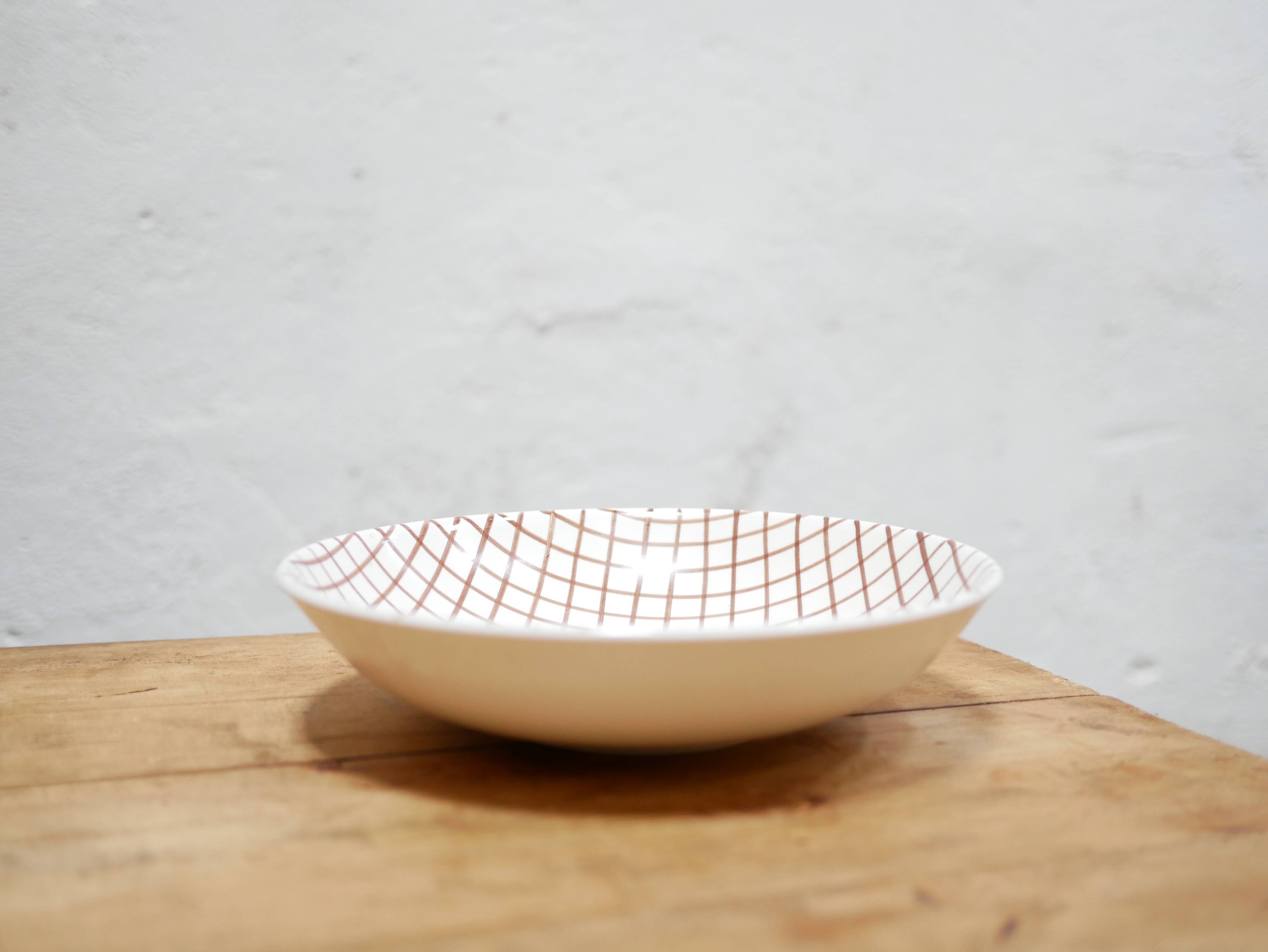 Vintage ceramic hollow flat salad bowl by the Longchamp manufacture, France