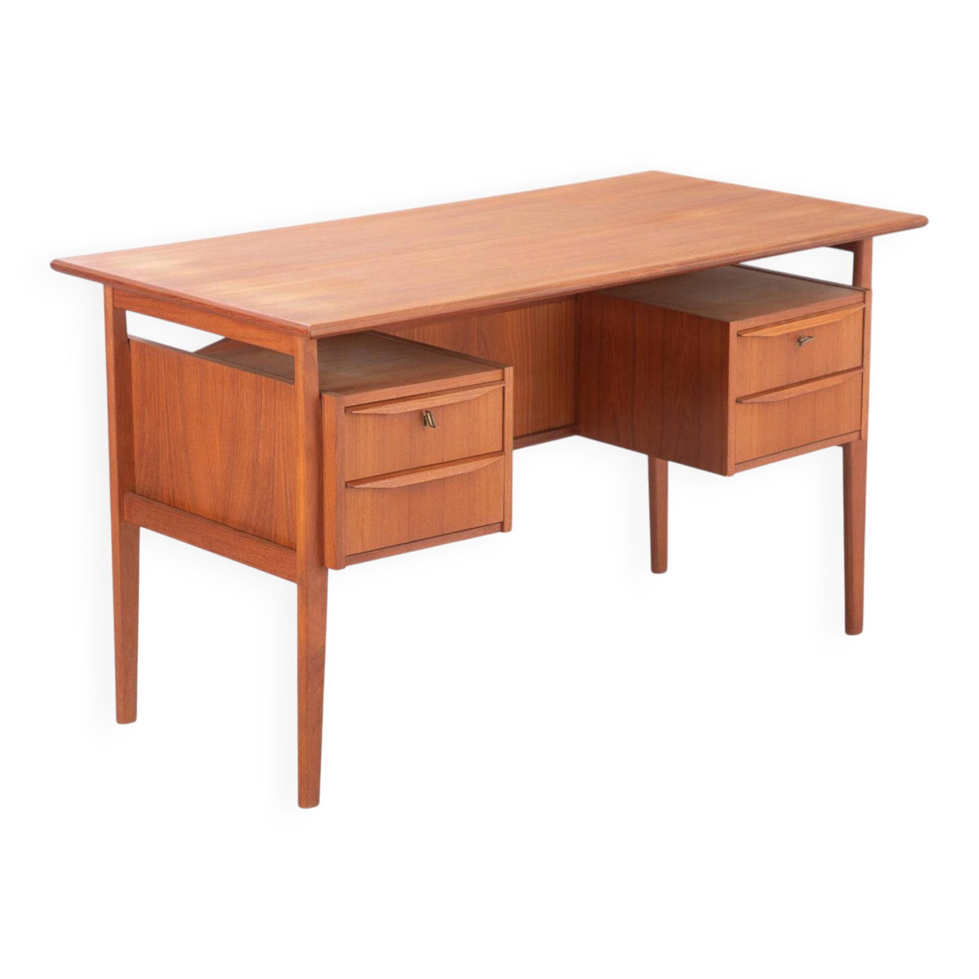 Scandinavian double-sided desk in teak by Gunnar Nielsen