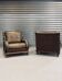 Pair of vintage cognac leather armchairs & solid wood – club/lounge style