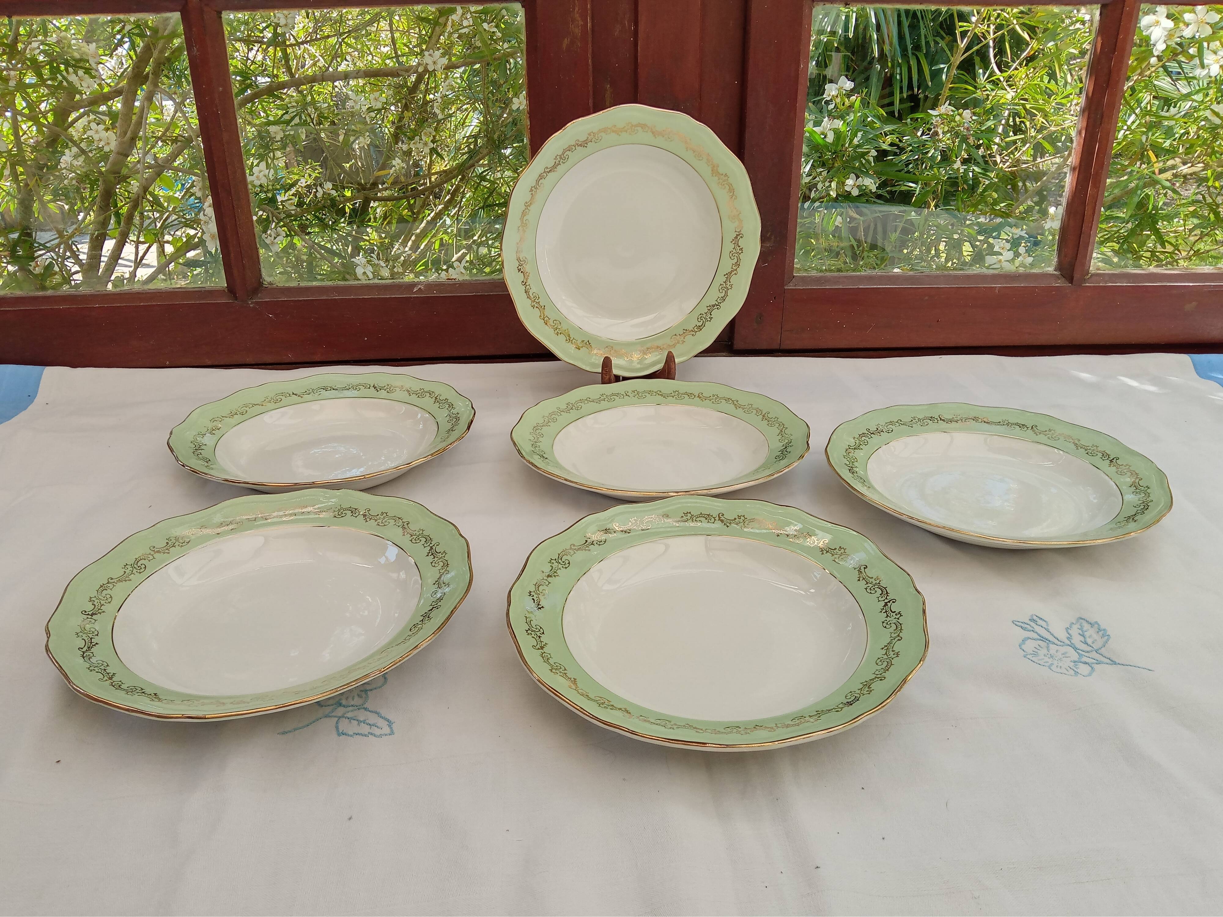 6 old hollow plates L'Amandinoise