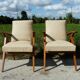 Paire de fauteuils vintage scandinave en bois blond