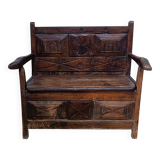 18th century walnut storage bench