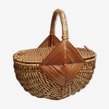Basket rattan braided seventies