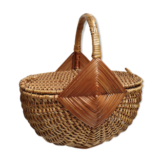 Basket rattan braided seventies
