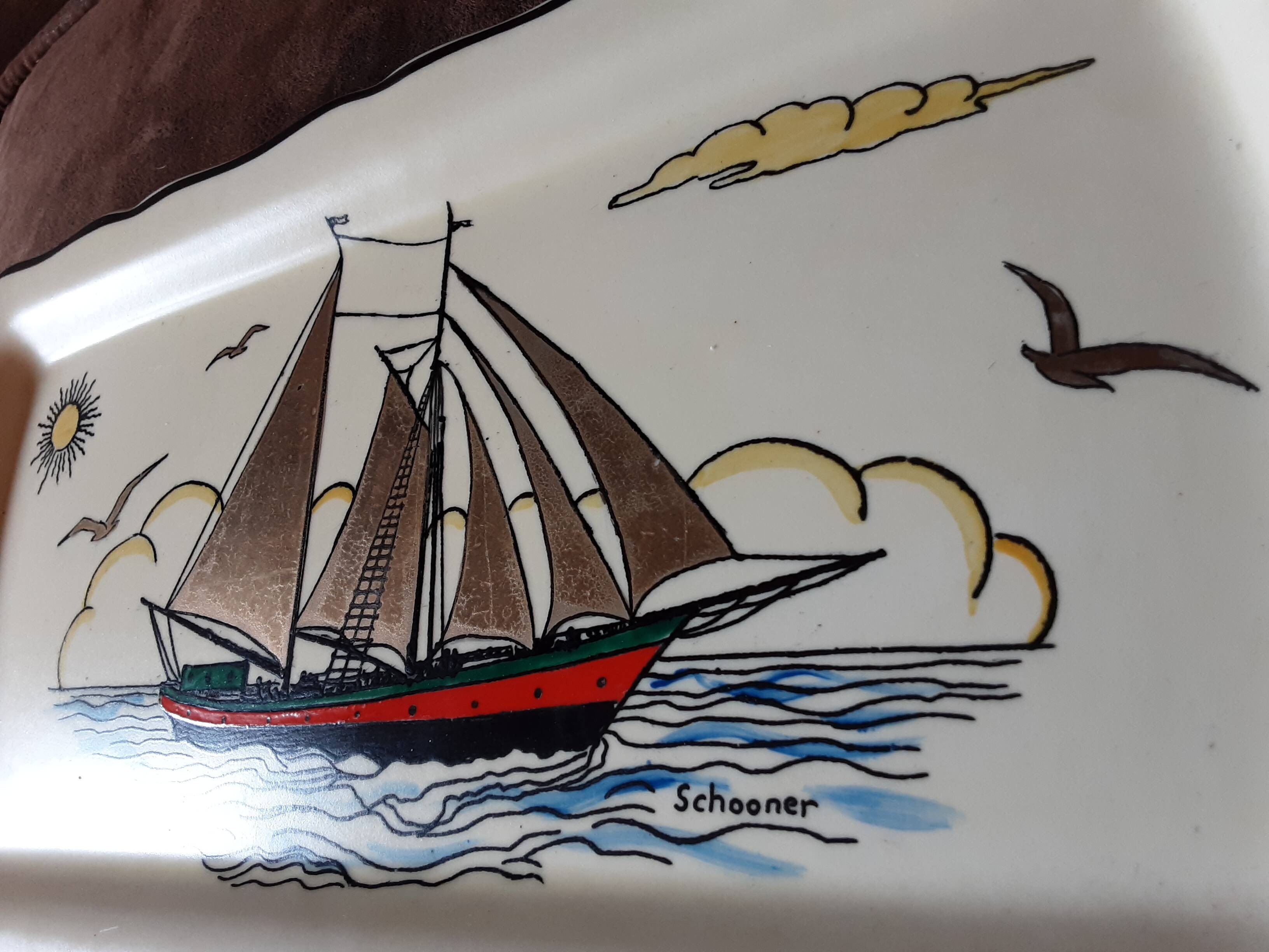 Longwy Voiles d'or rectangular dish