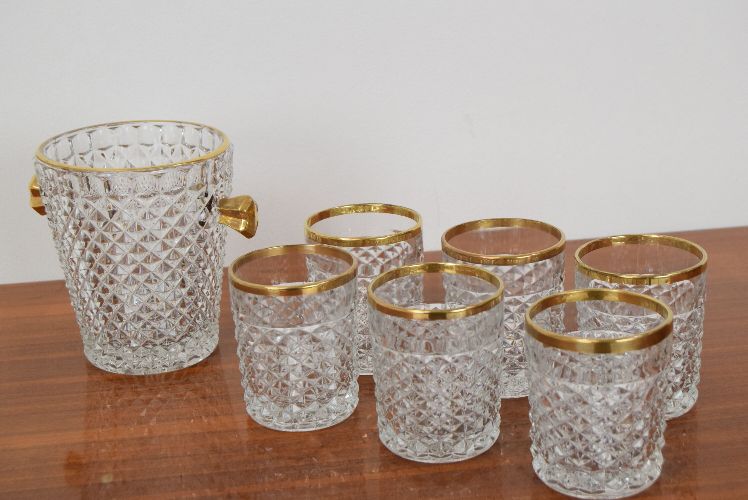 Set Glassware barware of Mid-century by Bohemia Crystal,1960's.