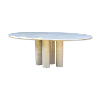 Table de Mario Bellini de salle a manger ovale en travertin Colonnata 2 des années 70