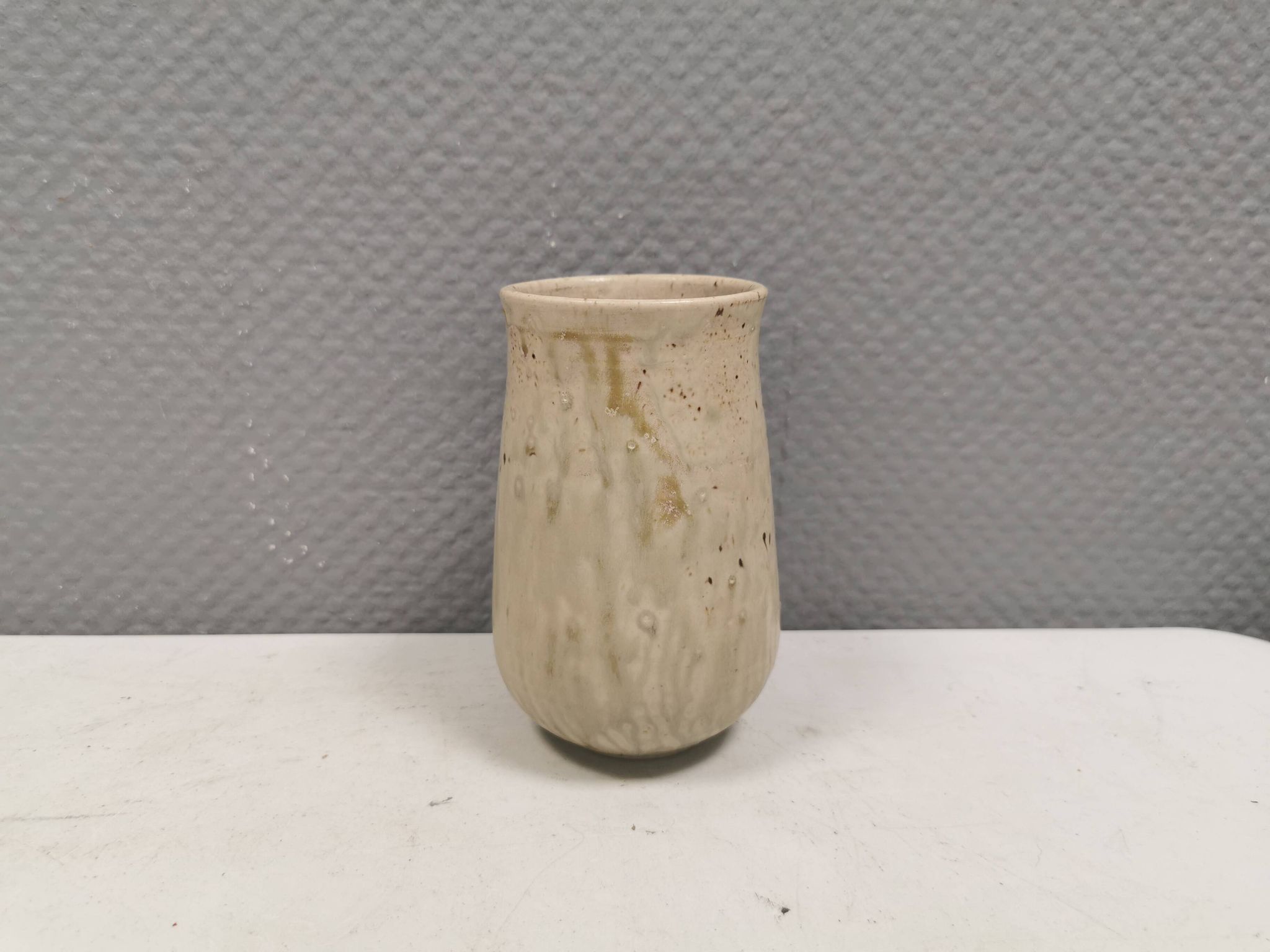Small vase in beautiful beige glaze. Denmark 1970-80s