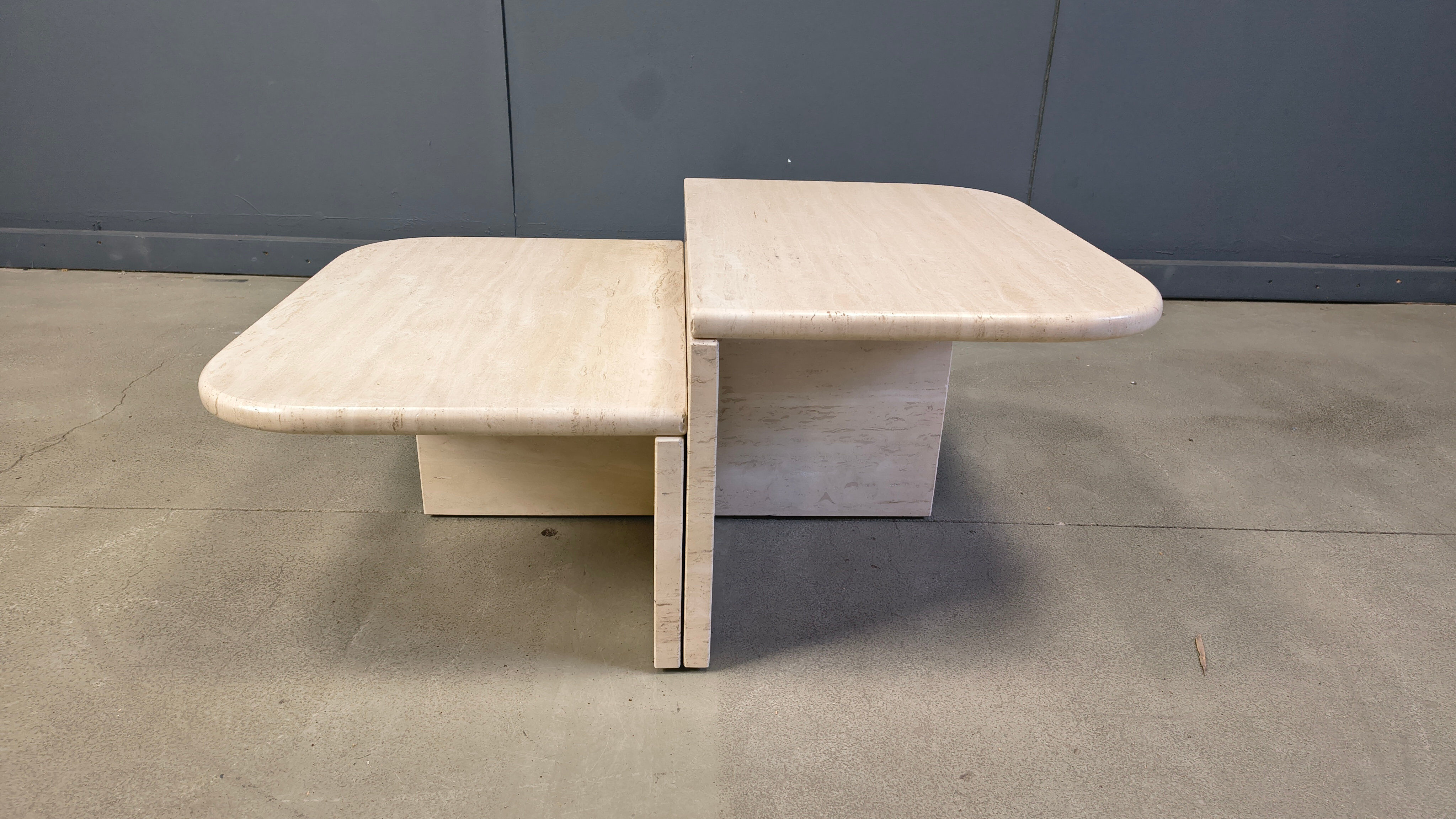 Pair of vintage travertine coffee tables or side tables, 1970s