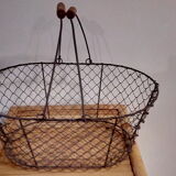 Duo of aged metal mesh baskets
