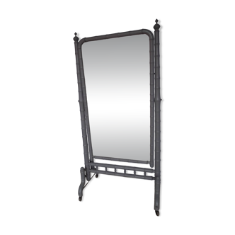 Large bamboo-style wooden cheval mirror, 19th century, Napoleonic II period.