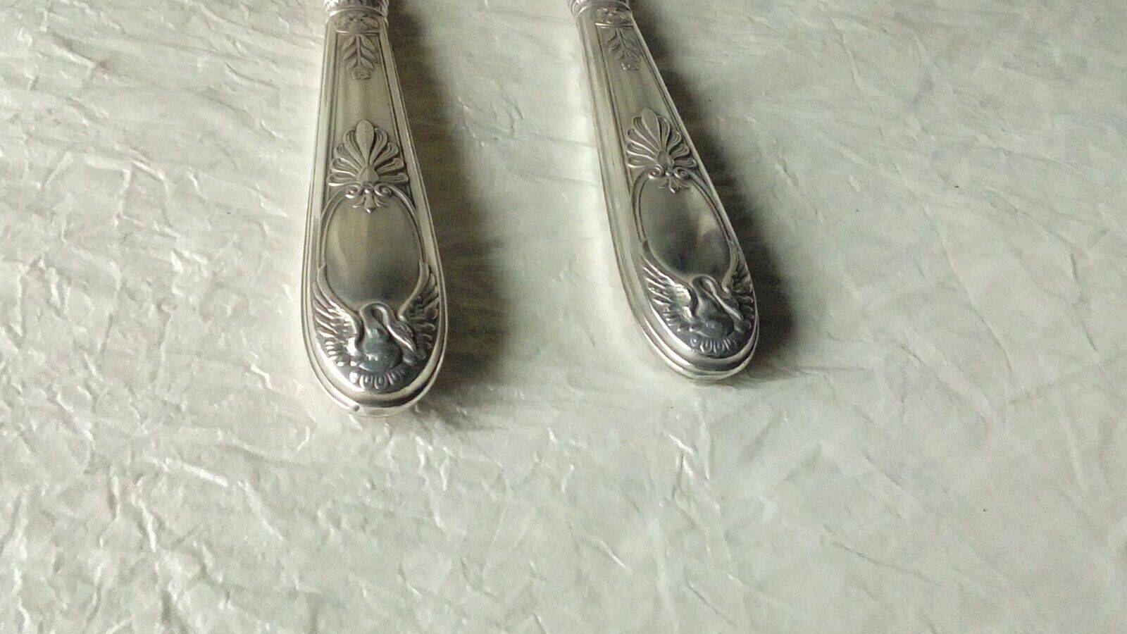 Horn salad cutlery, silver handle, late 19th century