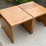 Ensemble table basse et 4 tabourets les arcs 1800 sélectionnés par  Charlotte Perriand