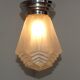 French 1920's-1940's art deco milk glass skyscraper tiered light fixture 3995