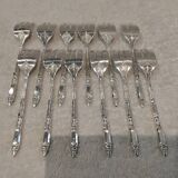 12 silver-plated cake forks, Ercuis goldsmith, Russian handle
